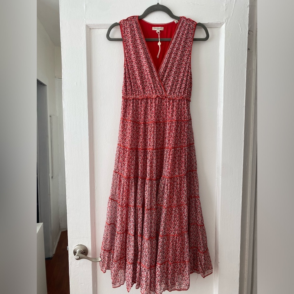 Red Floral Sleeveless Dress
